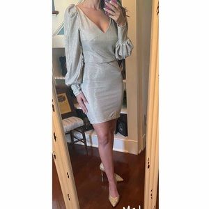 NWOT Hidden Brand Gold Sparkle Puff Sleeve Boutique Cocktail Dress Size Small